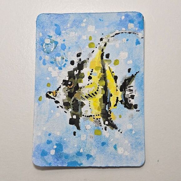 ACEO Pixel Kihikihi by Sarah Gonzalez, Original Art Card Gouache & Acrylic - Picture 2 of 4